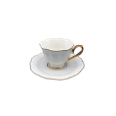 Jogo 6 Xícaras de Café com Pires Mon Charmant New Bone Branca com Borda Dourada 90ml - Ela Decora